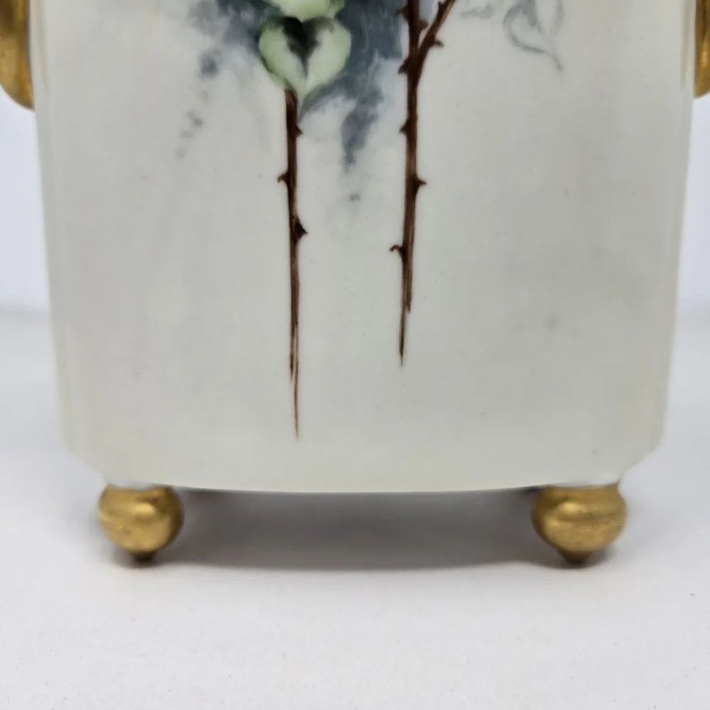 Antique Limoges France Cachepot Porcelain Hand-painted Pink Rose William Guerin